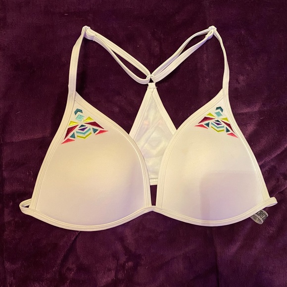 Bikini top white with multi-color accents size large - Picture 1 of 2